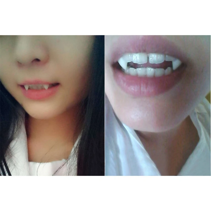 1 par adulto crianças halloween dentaduras falsas dentes bloodcurdling vampiro lobisomens presas traje de halloween diy cosplay