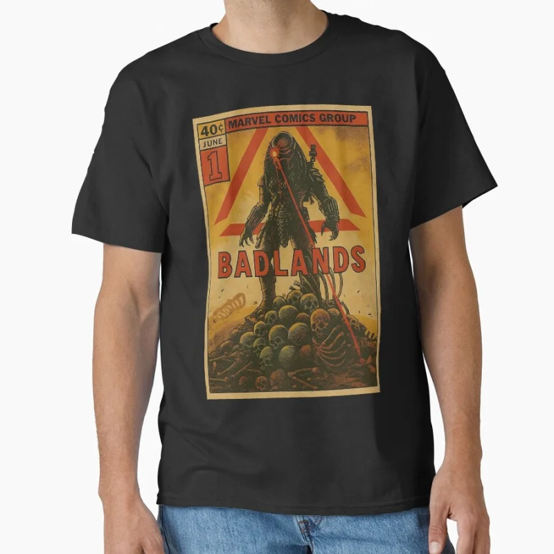 

Predator Badlands Retro Comic Style Sci-Fi Jungle Hunter Alien Warrior Scary Halloween Gift T shirt large size Tops S-6XL tee