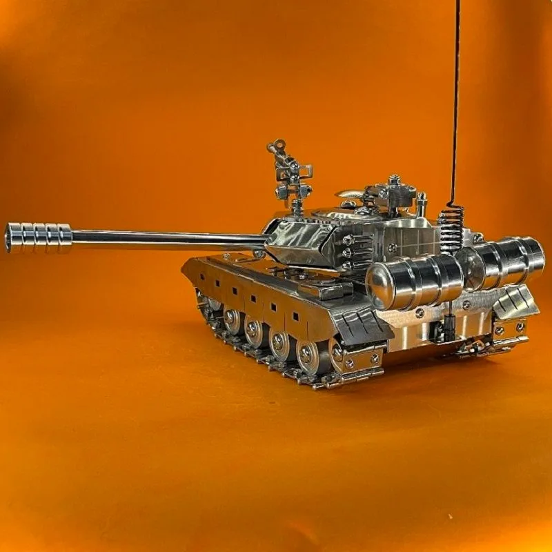 Tanque de batalla principal T99 de acero inoxidable, modelo de tanque de aleación 1:32, adornos, juguetes de metal, hucha y tanque grande