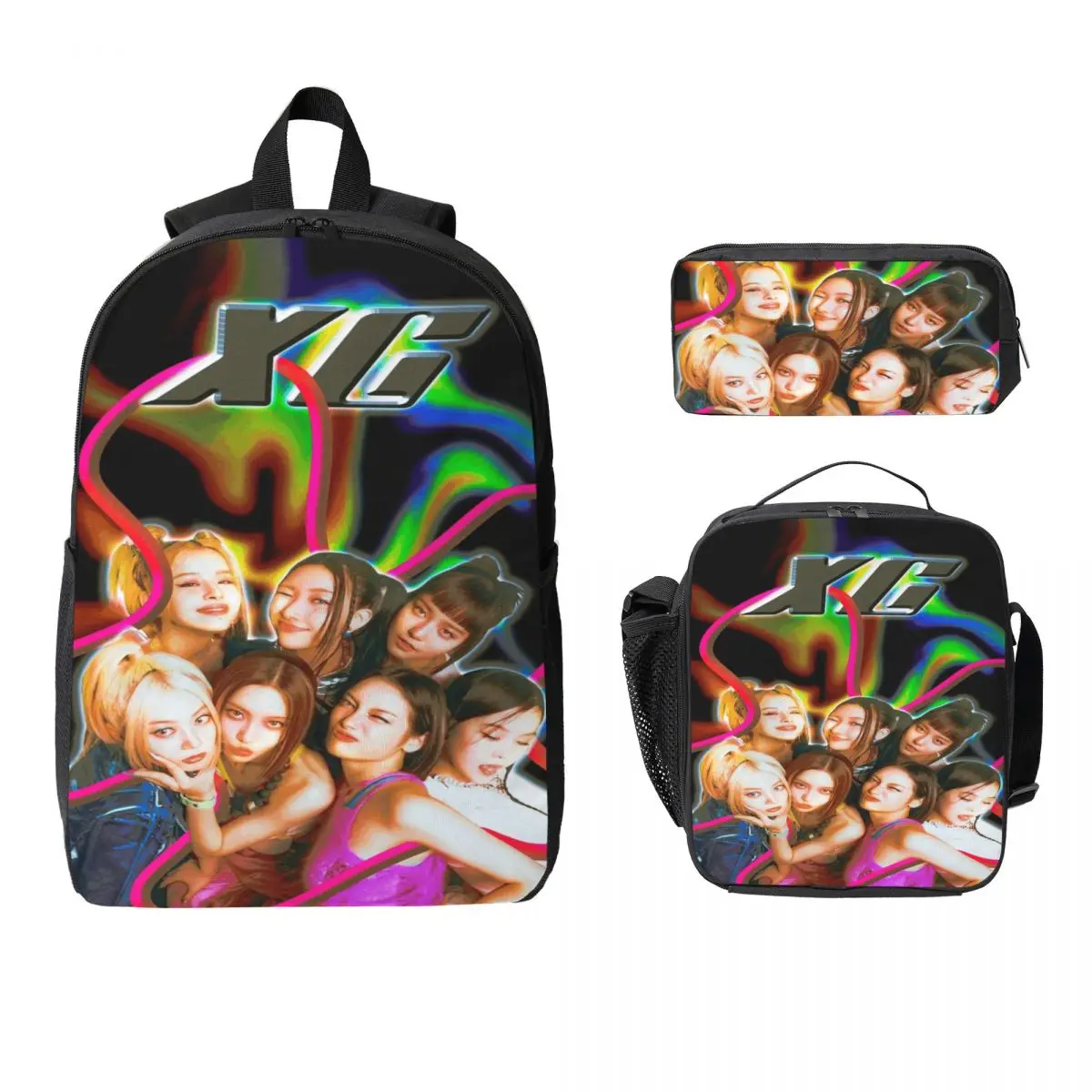 

3 шт. XG Kpop K-pop Группа для девочек Школьные сумки Набор для девочек и мальчиков Сумки для ручек Наборы рюкзаков с коробкой для завтрака для школьников Рюкзак