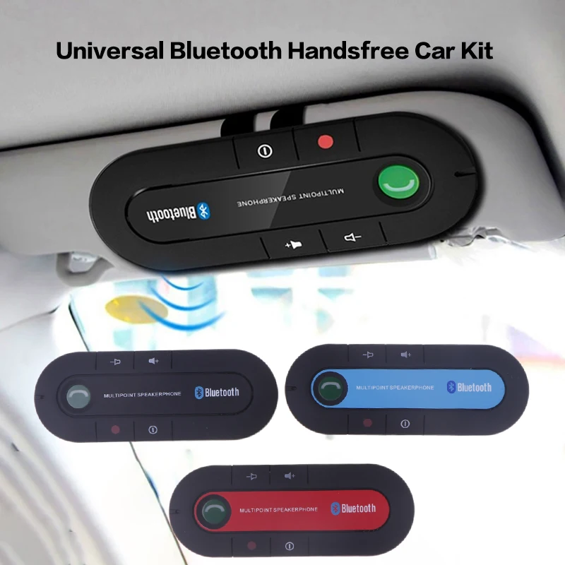 Mini haut-parleur de voiture universel, clip pare-soleil, kit mains libres Bluetooth, sans fil, régule 3 adaptateurs de lecteur de musique