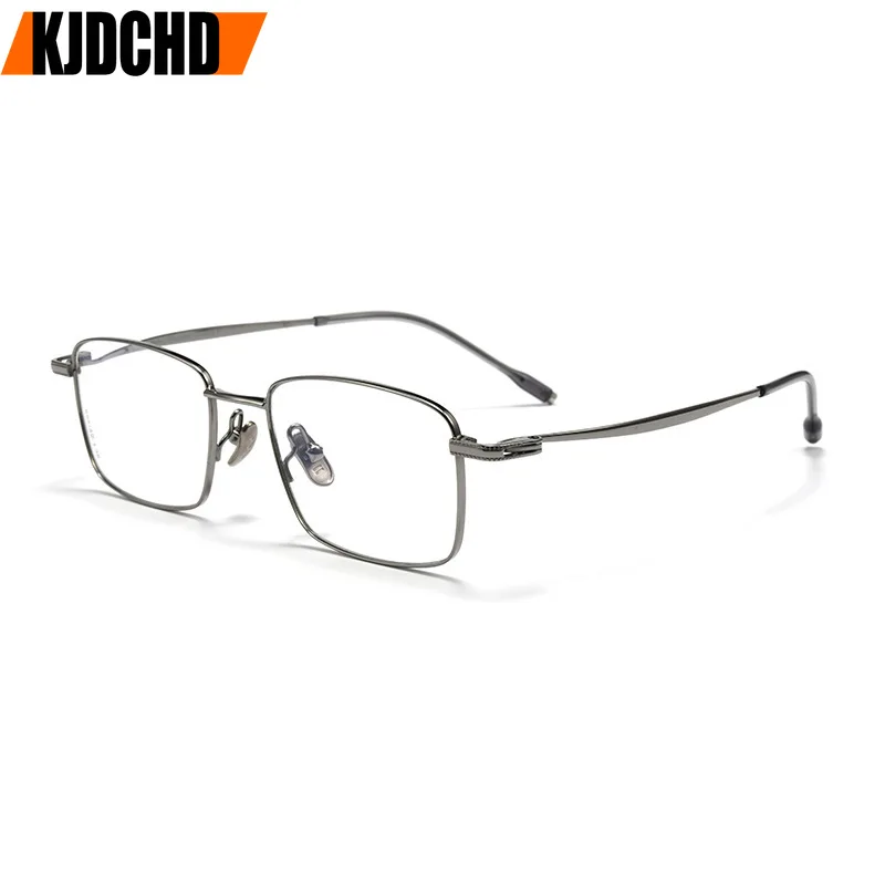

KJDCHD Men's Luxury Pure Titanium Square Glasses Ultra Light Fashion Small Size Optical Prescription Eyeglasses Frame