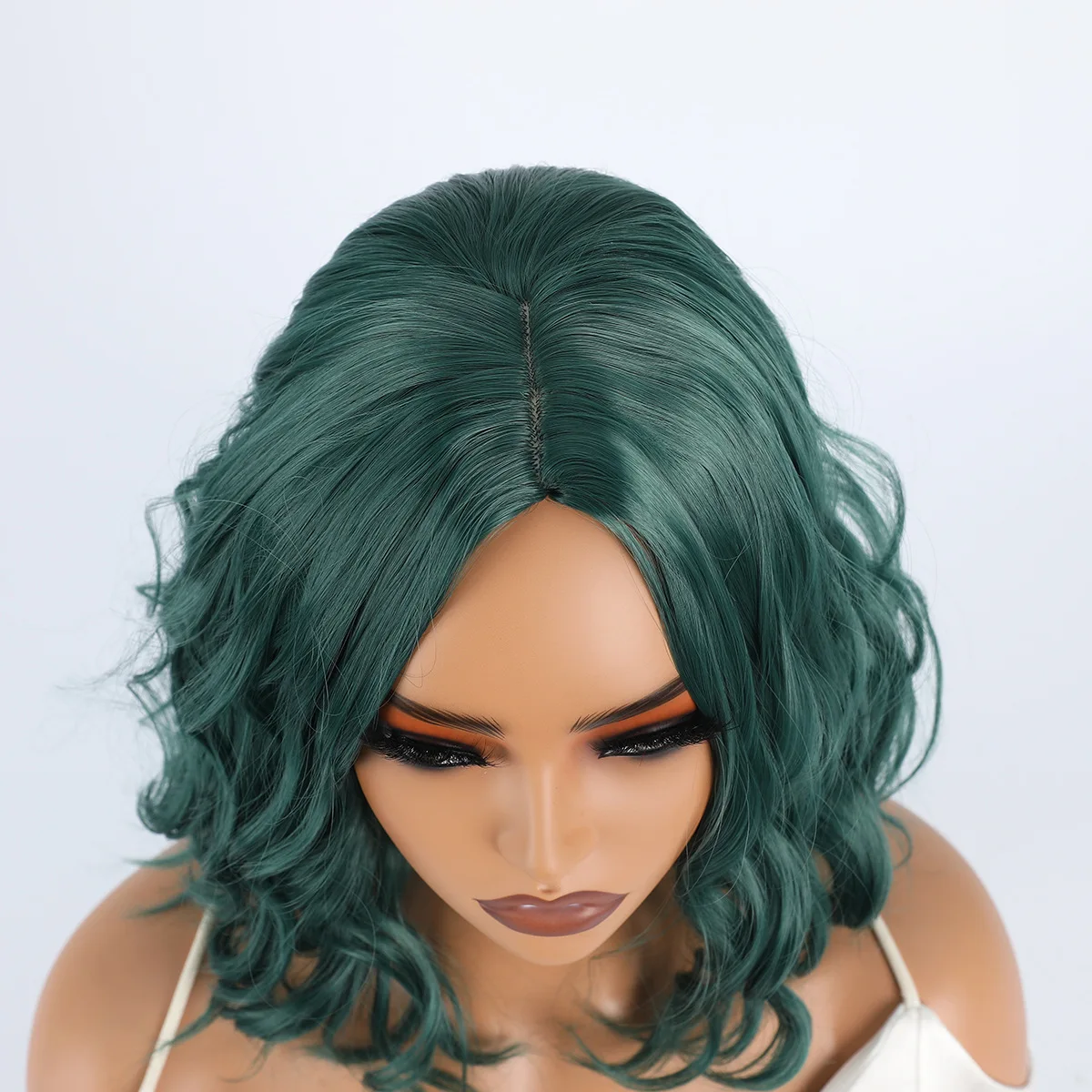 Gemischte braune Ombre synthetische kurze grüne Bob Perücke für Frauen natürliche lockige gewellte Cosplay Lolita hitze beständige synthetische Haar Perücke