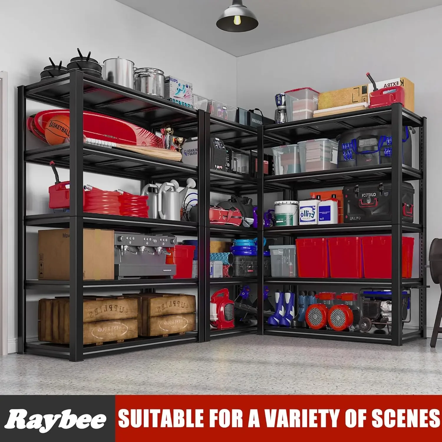 Garage Shelving 2000LBS Heavy Duty Storage Shelves Adjustable 5 Tier Metal Shelves for Storage Garage Shelves Storage Rack