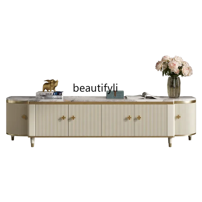 

Light luxury TV cabinet coffee table, furniture fashionable modern Italian high-end living room bedroom marble floor cabinet