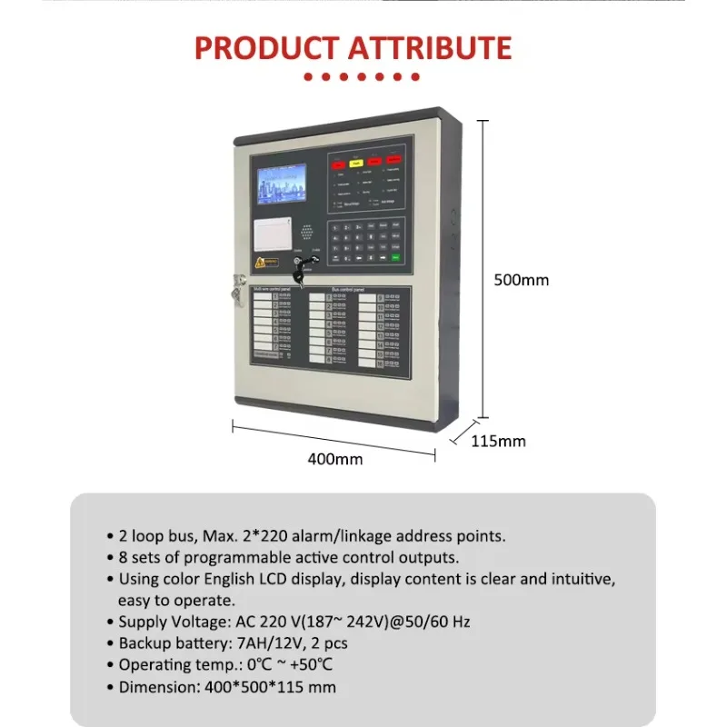 Nick 2026 Addressable Fire Alarm System 2 Loop 400 devise Wired Addressable Fire Alarm Control Panel