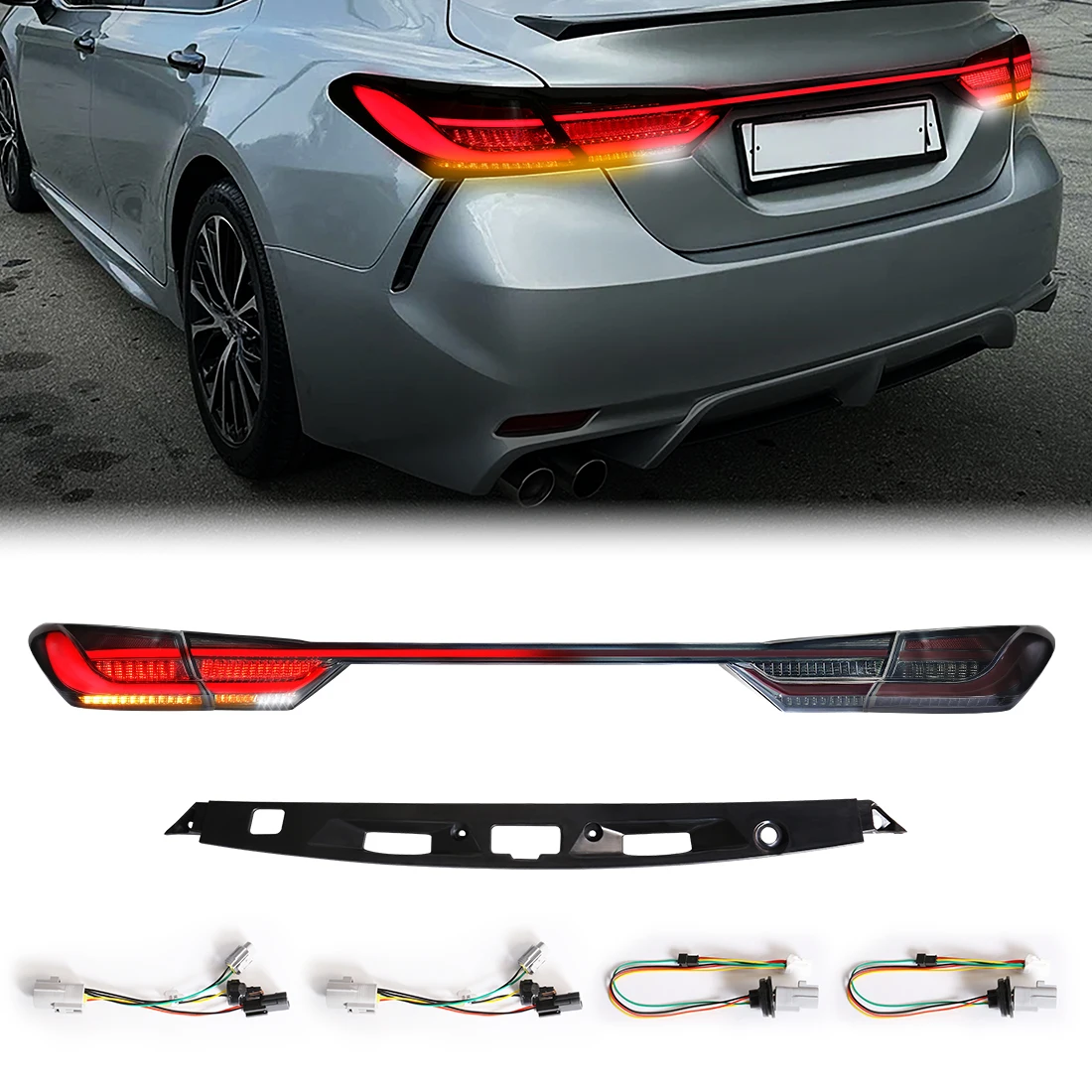 

LED Lamp Through Taillamp For Toyota 8th Camry 2018-2022 Rear Bumper Reflector Brake Warning Tail Light Turn Signal Lamp 12V
