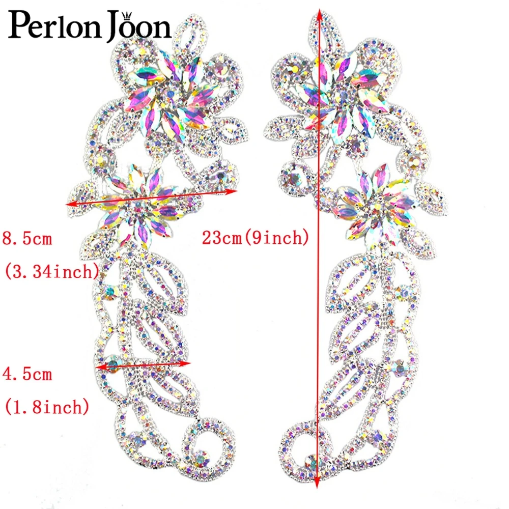 1 Pair Decoration clothing Collar accessories AB rhinestones Neckline decoration crystal glass patch rhinestone applique YL019