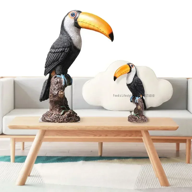 Big Billed Bird Statues Modern StylishToucan Birds Sculptures Home Decor Accessories Living Room BedrooM Bookcase Office Desk