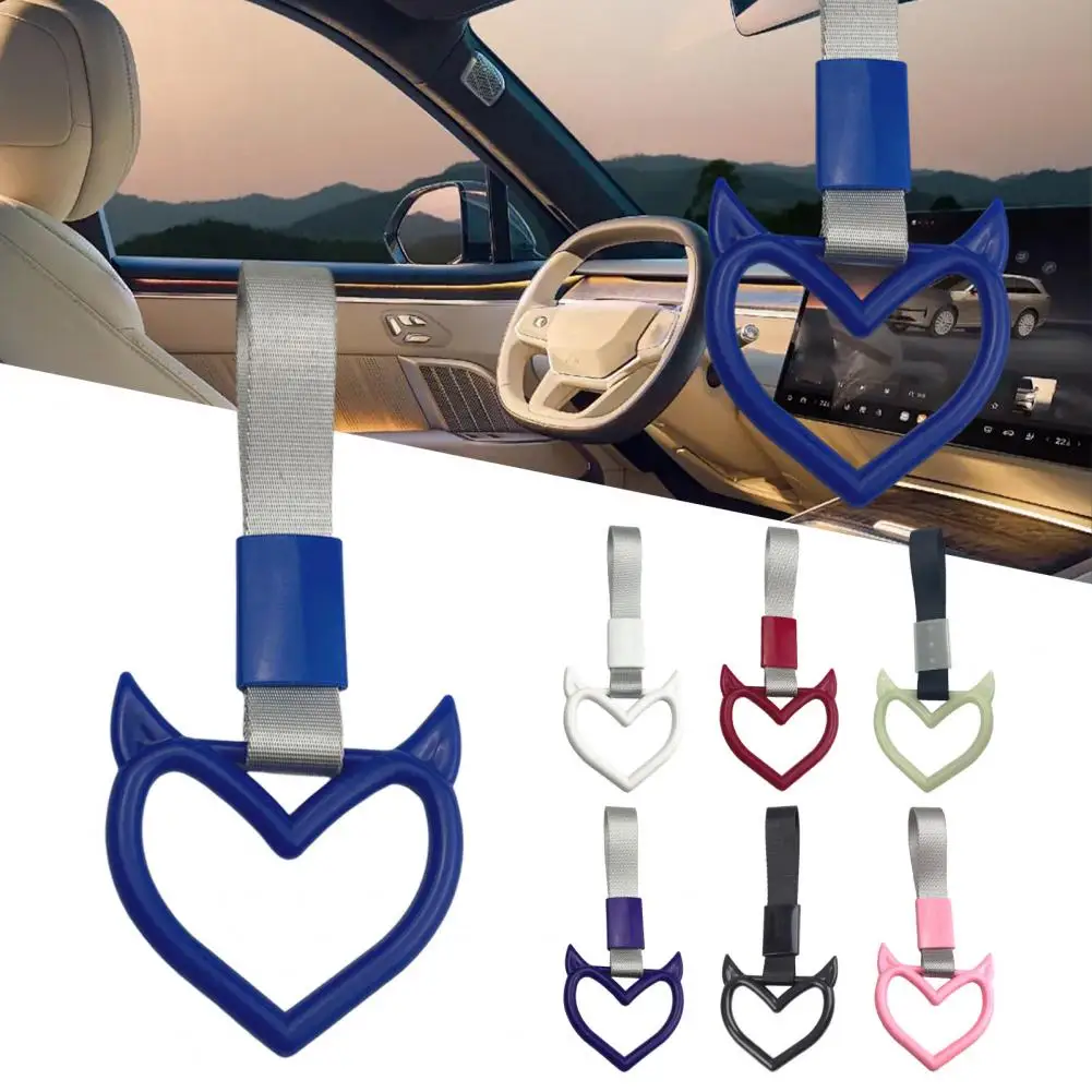 Devil Heart Hand Ring Car Rear Bumper Warning Ring Universal Train Bus Auto Heart-Shaped Handle Strap Decoration Car Accessories