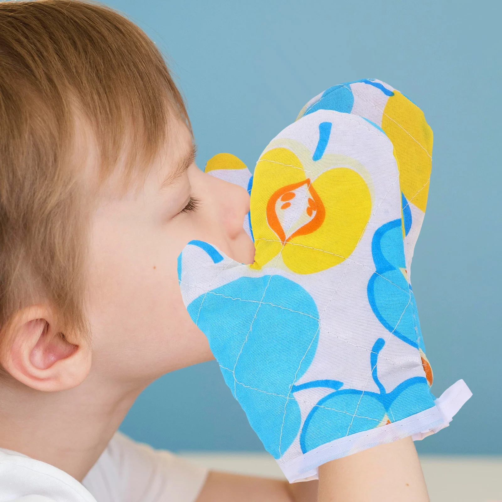 

2Pcs Cute Kids Heat-Resistant Oven Mitts Cotton Lining Insulated Baking Microwave Cooking Gloves Child Safety Gear