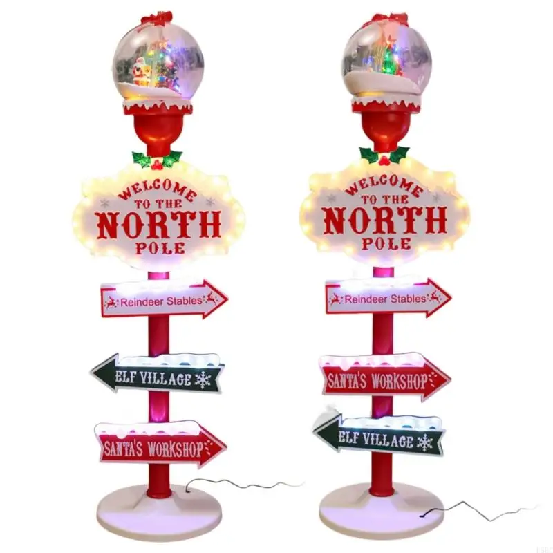 

Christmas Santa Street Signs Decoration With Music And Falling Snow Effect