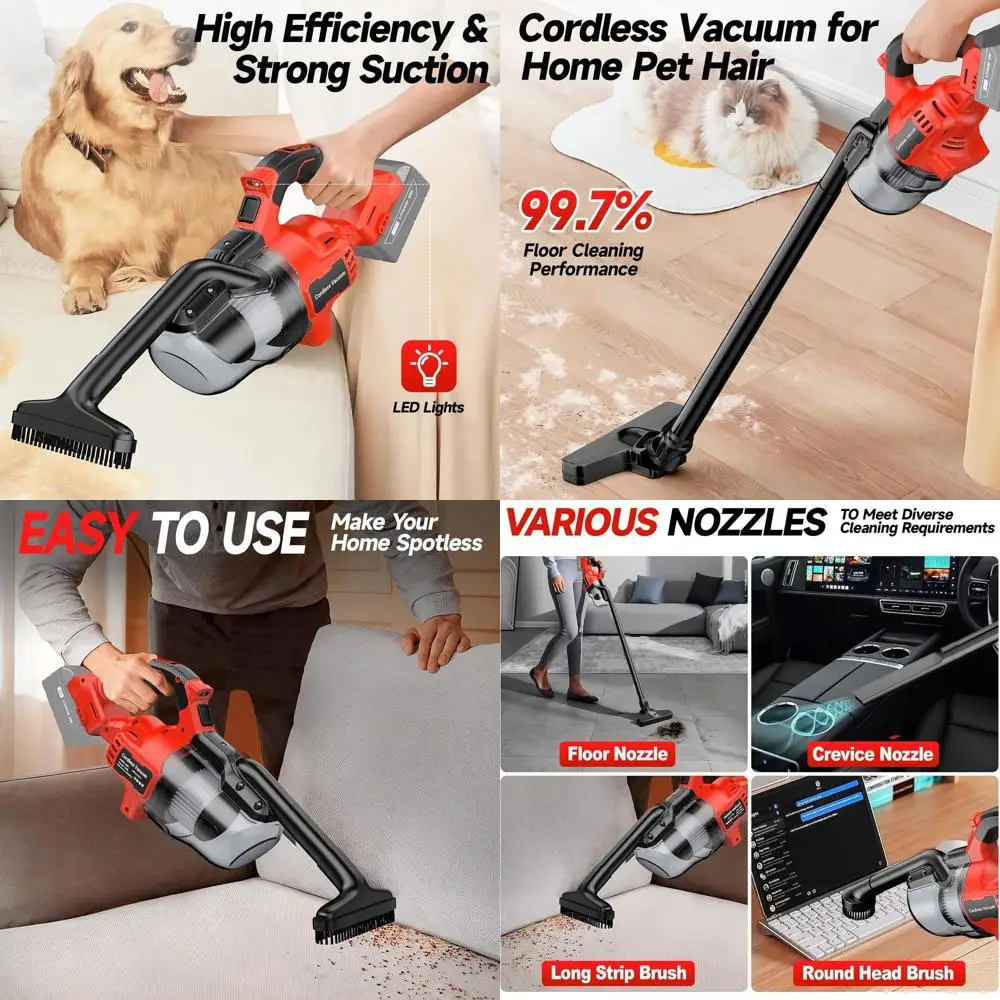 

Portable 5-in-1 Handheld Vacuum Cleaner with 2 HEPA Filters, Pet Hair Removal, Car & Home Use (Battery Not Included)