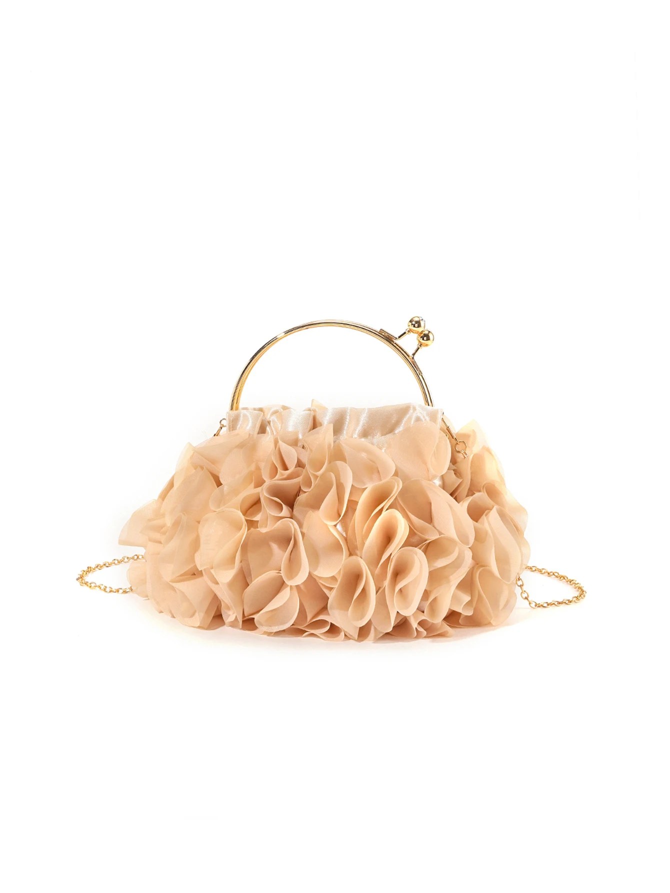 Bolso de mano de flores de seda de lujo Vintage para mujer, bolso de mano para novia, bolso de mano con asa de Metal, monedero de satén para boda