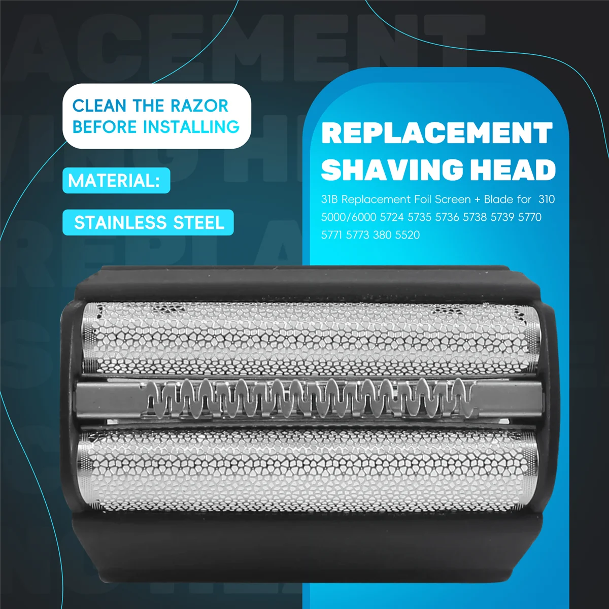 브라운 3 시리즈용 교체 포일 스크린 및 블레이드, 310 5000/6000 5724 5735 5736 5738 5739 5770 5771 5773 380 5520, 31B