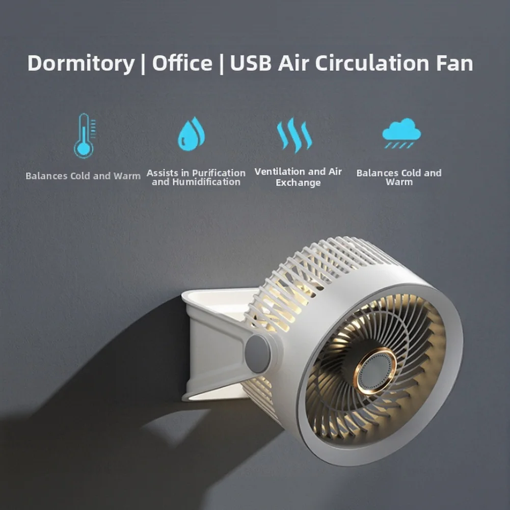 

USB Rechargeable 5-Speed Desktop Fan with Silent Motor 36dB to 45dB Night Light and Aromatherapy Compatibility