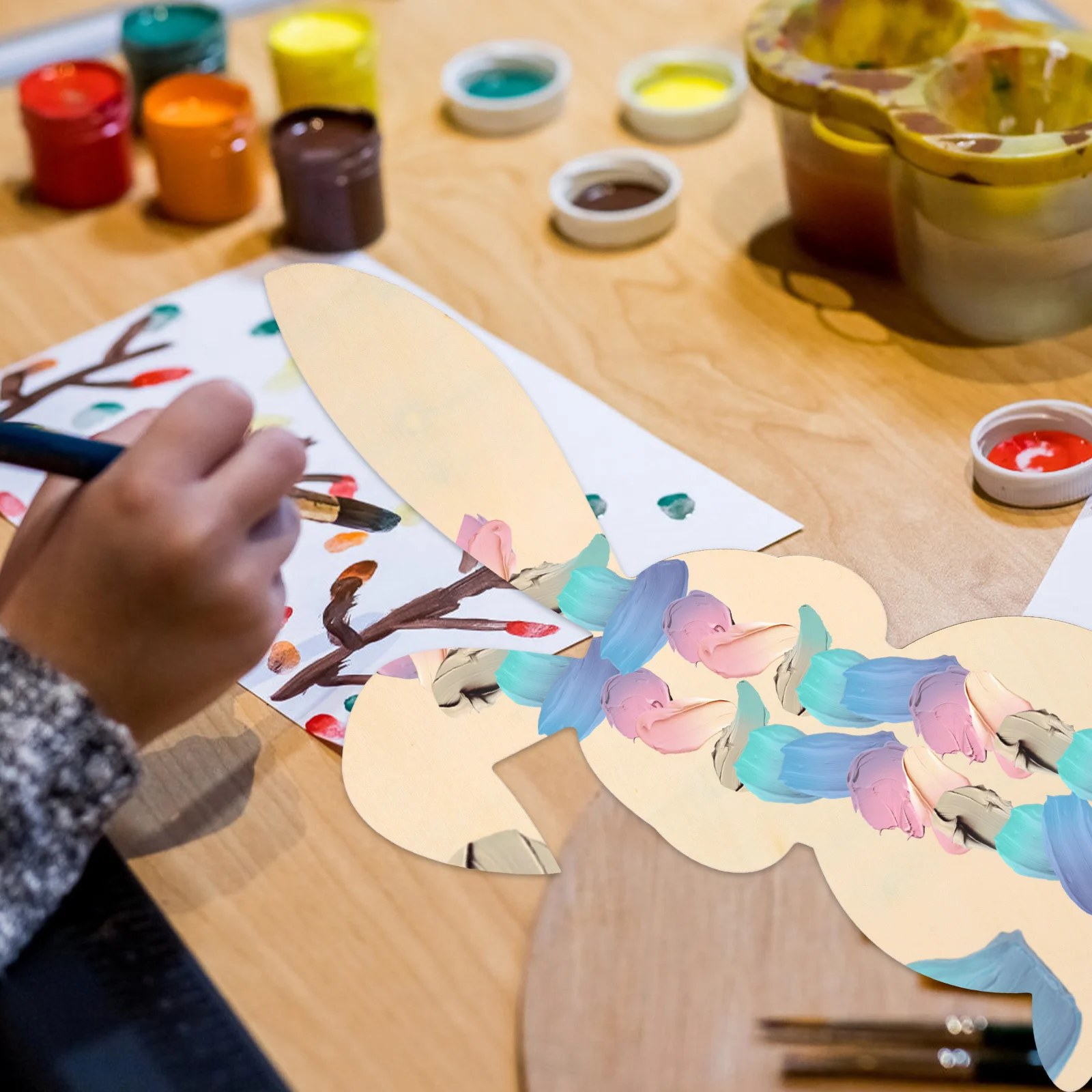 

NOLITOY 2pcs Easter Bunny Ornaments Unfinished Wood Hanging Decor Craft for Kids Home Painting Graffiti Art Decoration