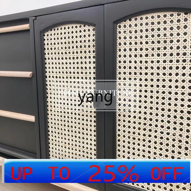 

LH Bed & Breakfast Light Luxury Solid Wood Rattan Sideboard Cabinet Simple Modern Living Room TV Cabinet New Chinese Style