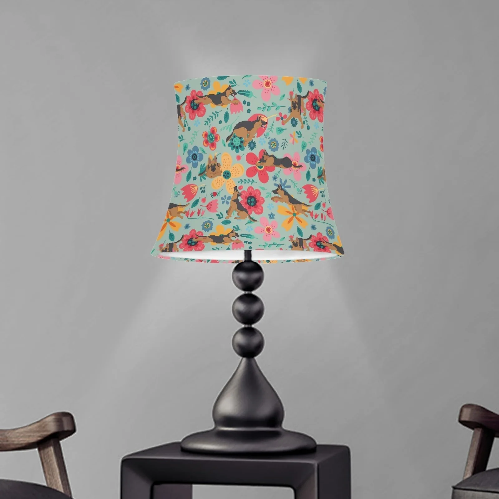 Cute Dog Flowers Print Light Shade Cover Cylinder Lampshade Modern Light Shade for Table Lamp/ Wall Lamp/Floor Lamp Shade Covers