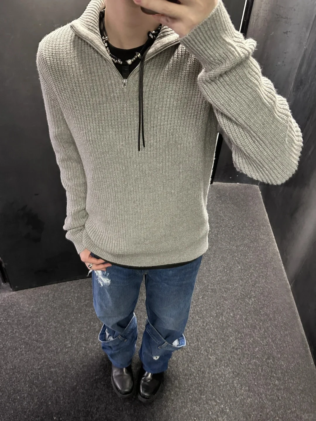 

Мужской вязаный свитер Cleanfit на молнии, свободного кроя, весна-осень, повседневный, в стиле оверсайз, из полиэстера