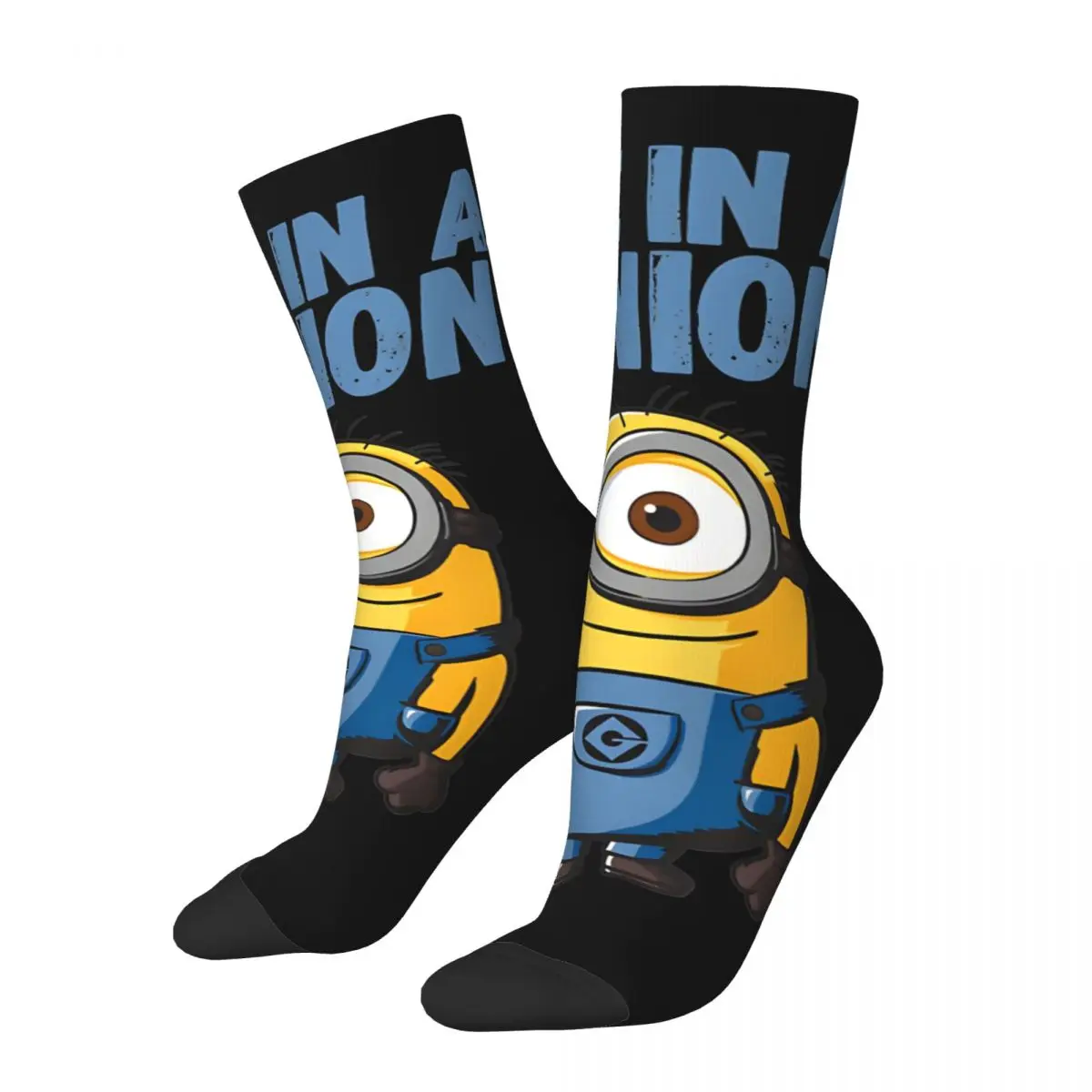 Funny Happy Minion Men\'s Socks Vintage Harajuku Despicable Me Street Style Novelty Casual Crew Crazy Sock Gift Printed