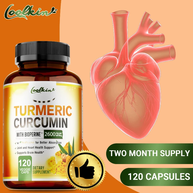 

Turmeric Curcumin Capsules - Improves Absorption, Helps Maintain Heart and Joint Health, and Boosts Energy Levels
