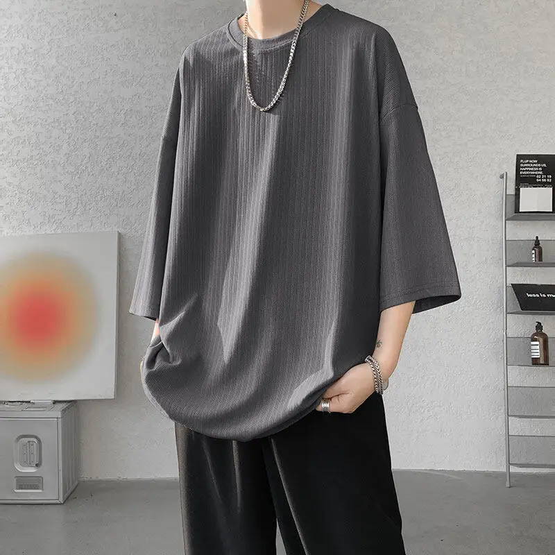 Letnia koszulka męska z półrękawkiem Luźna odzież uliczna O-Neck Hip Hop Streetwear Tops Tees Casual Tshirt Plus Size Odzież męska 2025 — zdjęcie 3