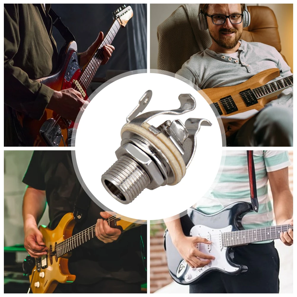 2 قطعة 1/4 بوصة 6.35 مللي متر الغيتار لاقط الناتج جاك الغيتار مقبس ستيريو أجزاء الغيتار مونو مقبس متفرع ل باس الغيتار الكهربائي #3