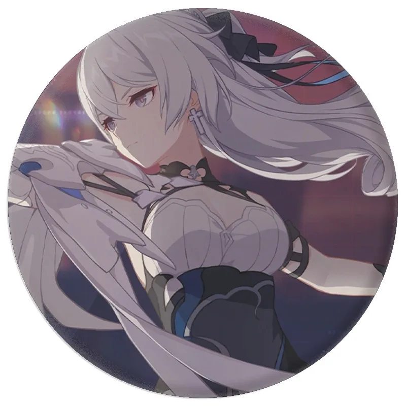 58mm Game Honkai Impact 3 Badge Kiana Kaslana Raiden Mei Rita Rossweisse Brooches Cosplay Cute Enamel Pins for Clothes Jewelry