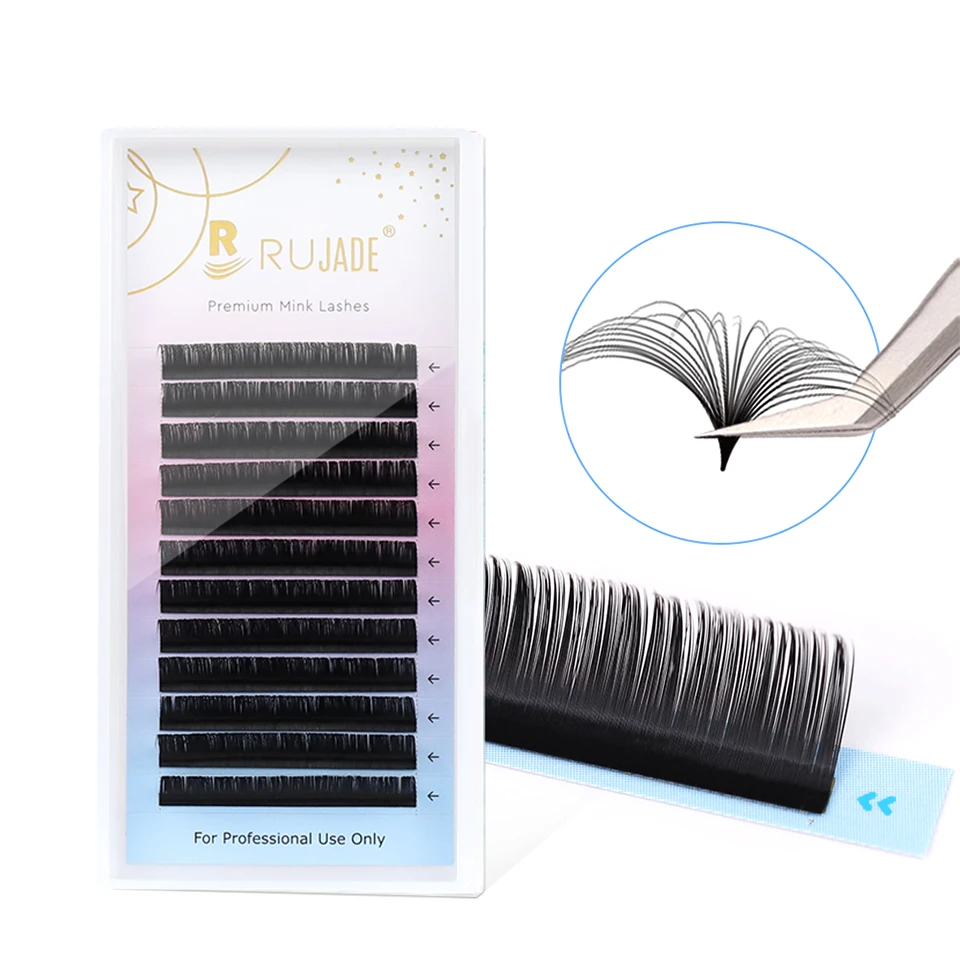 RUJADE Cashmere Individual Lash Extensions Matte Black 6-20mm Short/Long Lash 0.03 .05 Soft Velvet Korean Silk Eyelash Extension