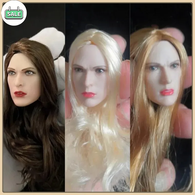 

1/6 Scale Toys Female Head Pale Skin Cute Expression Black Blonde Head Carving Model for 12'' Tbl Ph Pale Action Figures Body