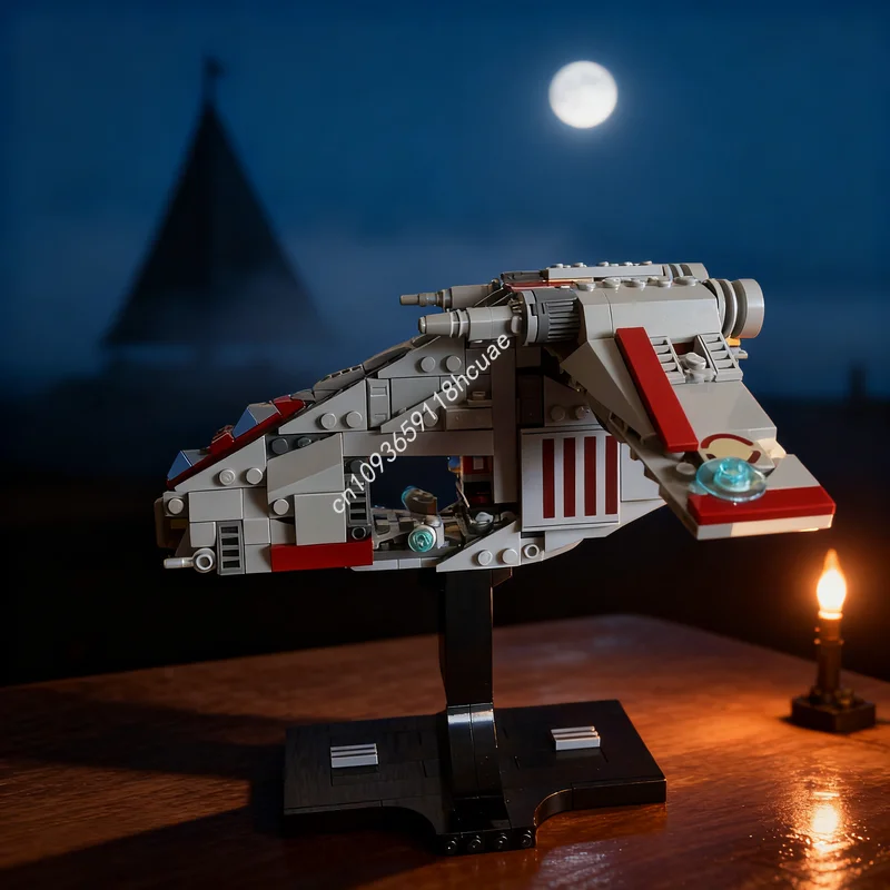 414ピース-moc-スターバトル共和国ガンシップ-ミディスケールモデル-組み立てブロック-フェスティバルギフト-組み立ておもちゃ-創造教育玩具