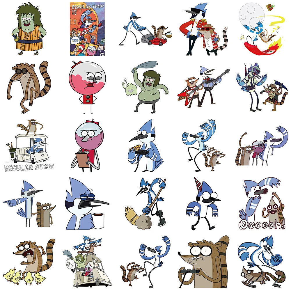 10/30/53pcs Funny TV Regular Show Anime Stickers Decals DIY Phone Case Notebook Scrapbooking Waterproof Cool Cartoon Kid Sticker