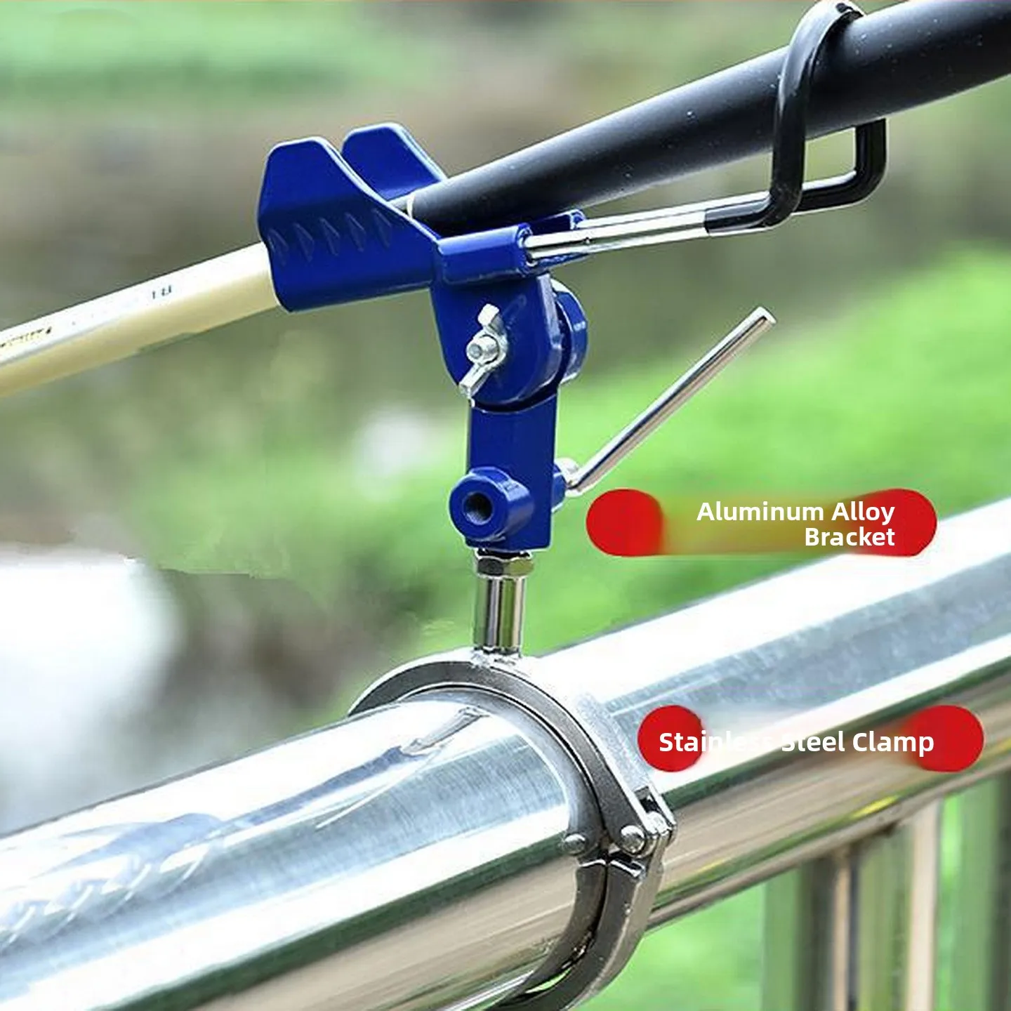Aluminum Alloy Fishing Rod Stand Stainless Steel Base Boat Fishing Gear round Rail Fishing Support Bracket Outdoor Camping Tr...
