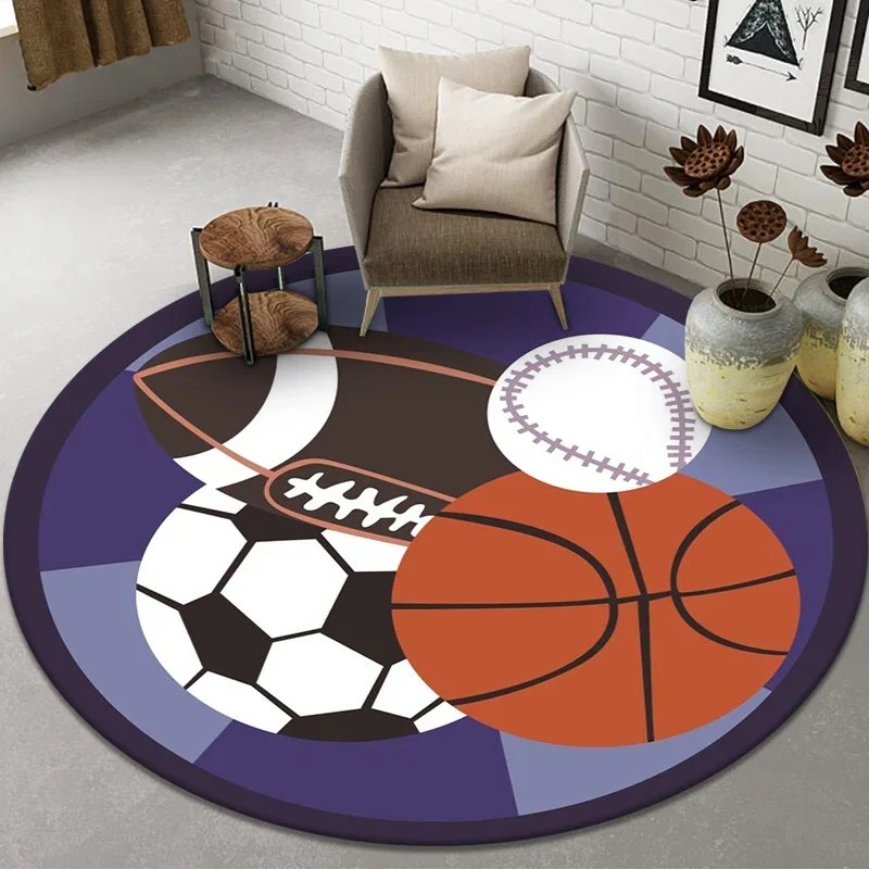 Carpet Door Mat Anti-Slip Chair  Round Children Living Room  Planet Ball Pattern Boy Play  Bedroom Bedside Rug