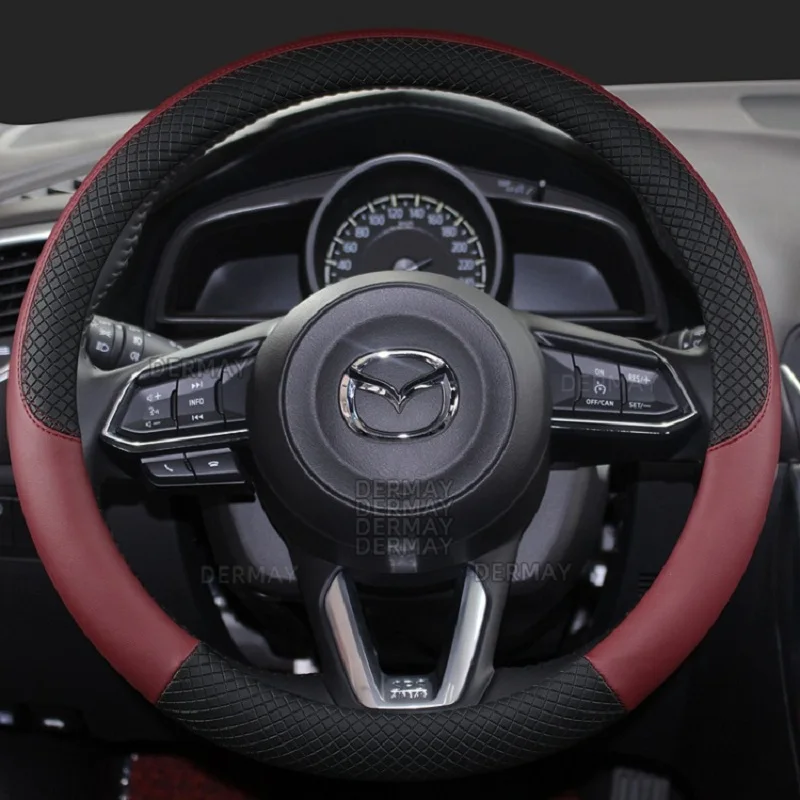 DERMAY PU Leather Car Steering Wheel Cover for CX-3 CX-4 CX-5 CX-7 CX-9 Mazda 3 Axela 6 Gh Gj Demio Anti-Slip Funda Volante