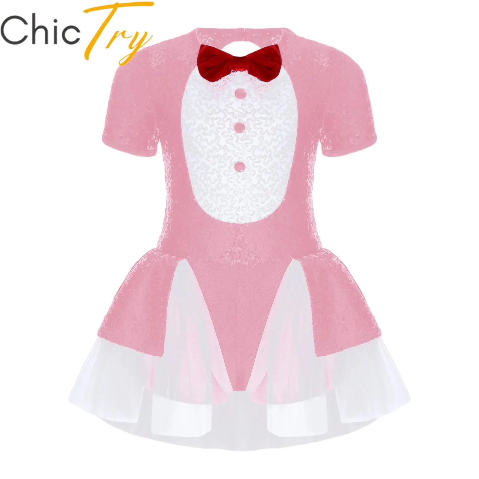 

Kids Girls Magician Cosplay Costume Themed Party Roleplay Dress Bow Tie Sequins Leotard Halloween Carnival Cosplay Dress Ups