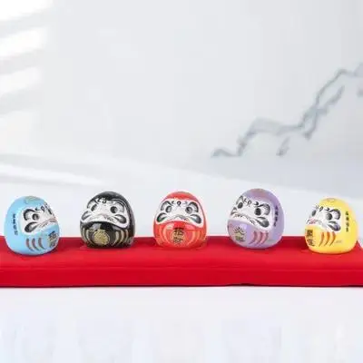 5pcs Figurine Japanese Dharma Decor Ceramic Ornament for Home Office Desktop Holiday Favor Unique Craft Gift Idea