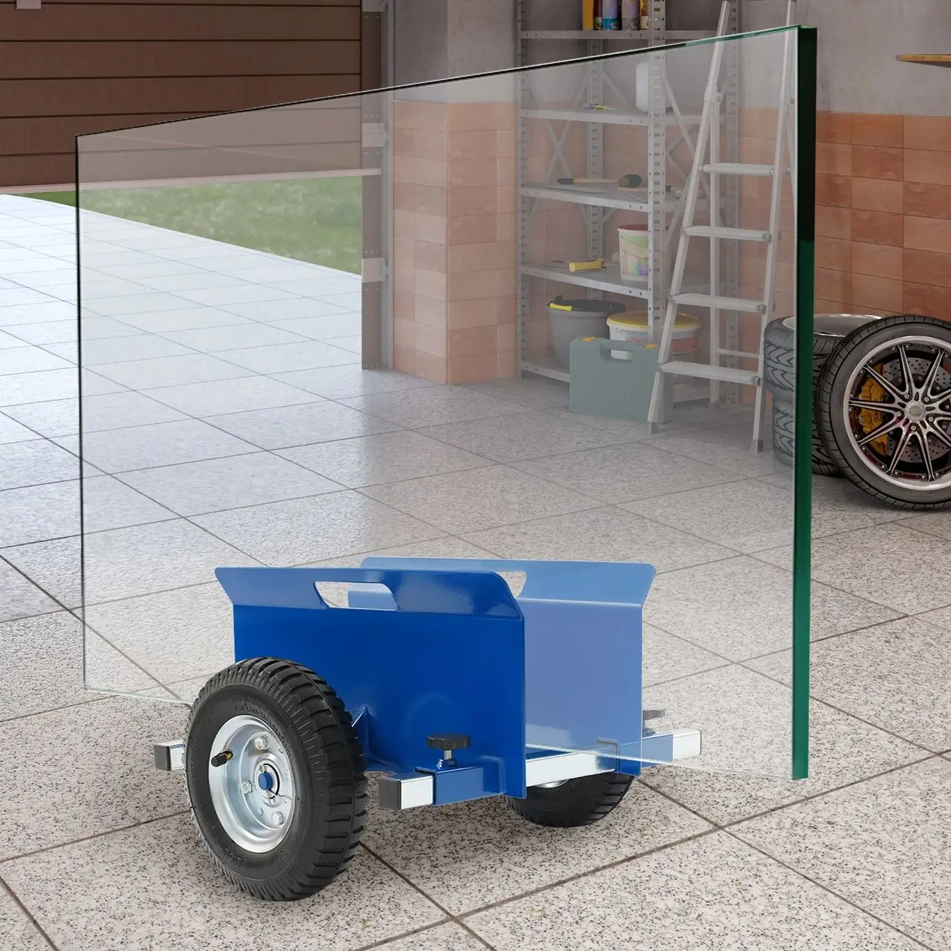 

Тележка для перевозки панелей и плит весом до 500 кг, вездеходная тележка с 8-дюймовыми колесами и регулируемым зазором для работы с металлом, стеклом и гипсокартоном