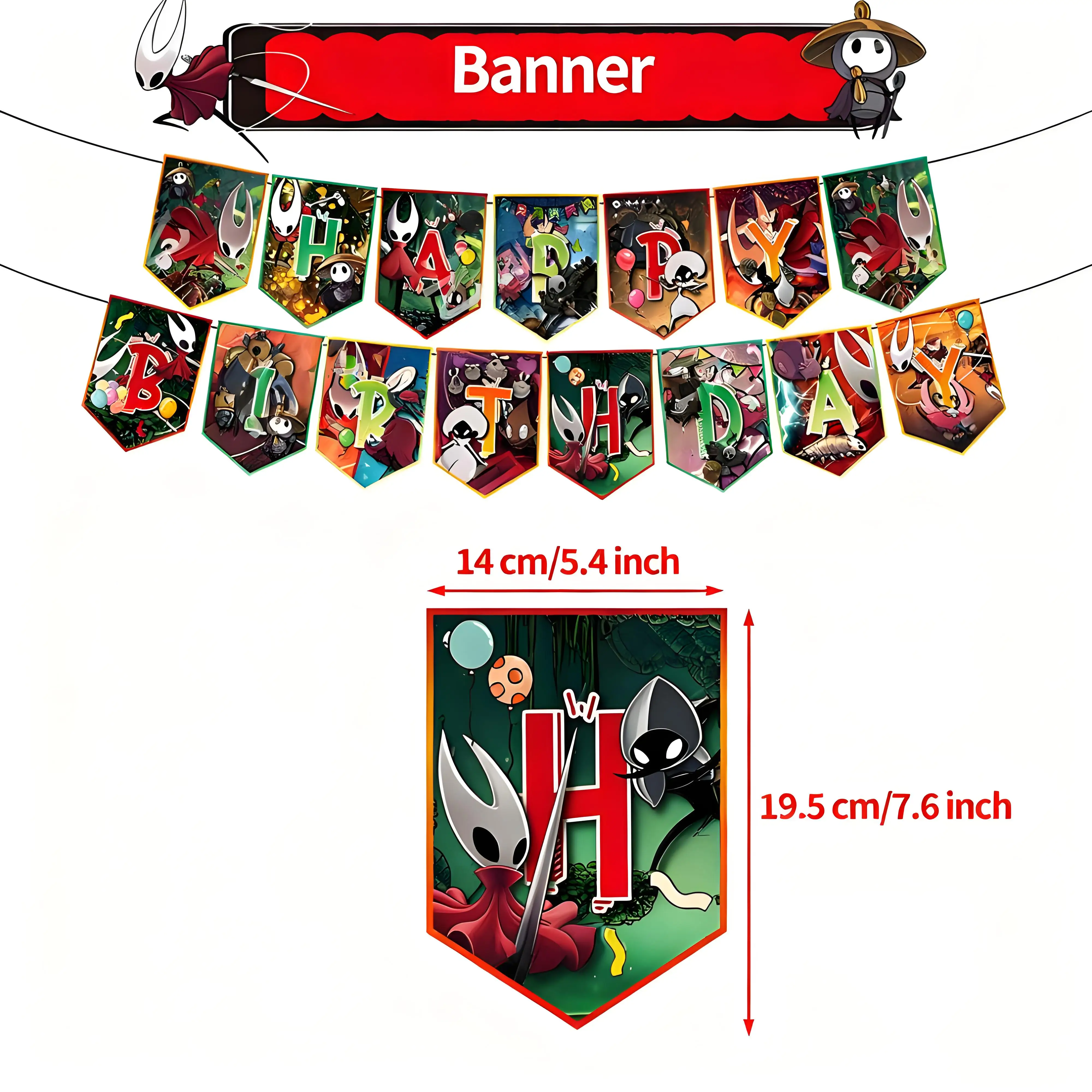 Hollows Knights Verjaardagsfeestje Decoratie Set, Halloween Anime Ballonnen & Banner, Rekwisieten voor Kinderen Verjaardagsfeestje Scène Decoratie