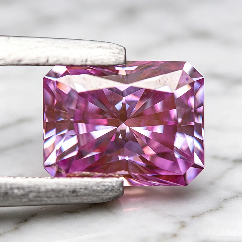 Moissanit-Stein im Radiant-Schliff, Sakura-Rosa Farbe, Laborgezüchteter Edelstein für DIY-Ringe, Halsketten, Ohrringe, Hauptmaterialien mit Zertifikat – Detail 5
