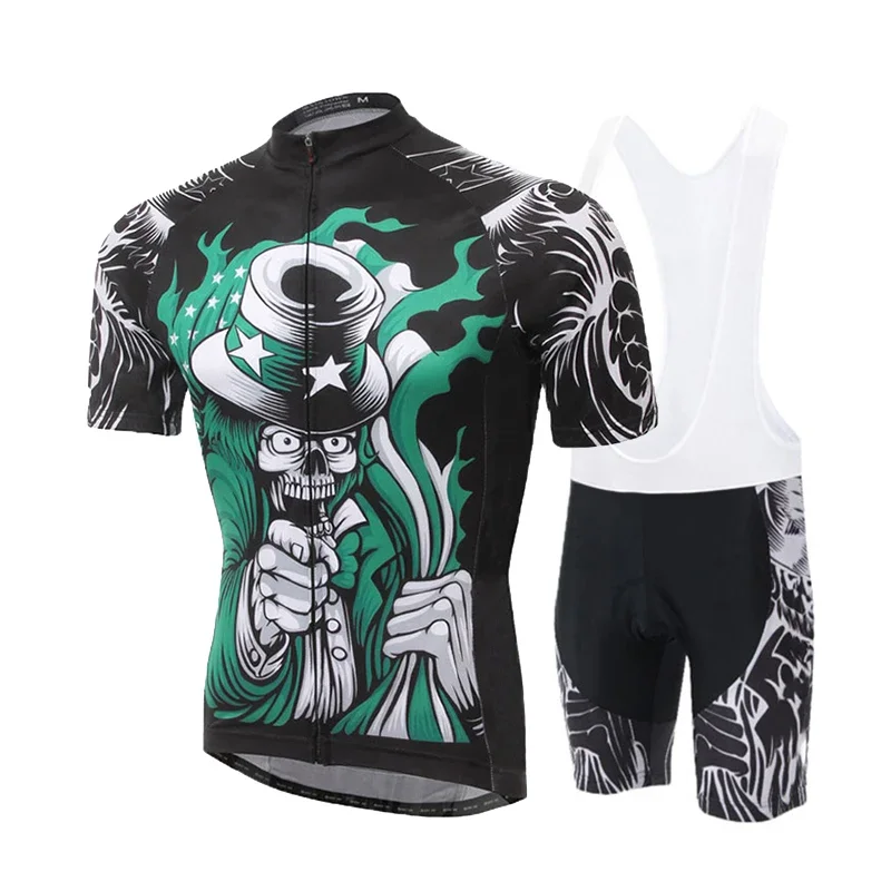 2022 Skull Pattern Cycling Jersey Male Summer MTB Race Cycling Clothing Short Sleeve Ropa Ciclismo Outdoor Riding Bike Uniform