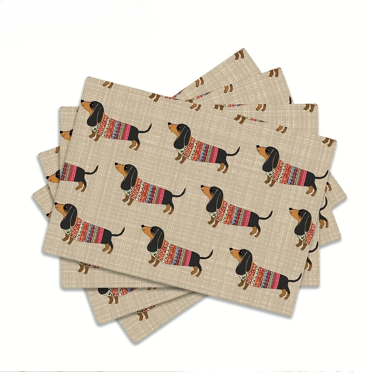 Dachshund Dog Minimalist Stripe Print Rectangular Placemats  Farmhouse Pet Lover Dining Table Decor Table Mats 4/6/8PCS