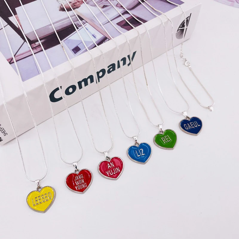 KPOP Concert Necklace Accessory WonYoung YuJin Heart Pendant LIZ LEESEO GAEUL REI Fan Collection Couple Jewelry