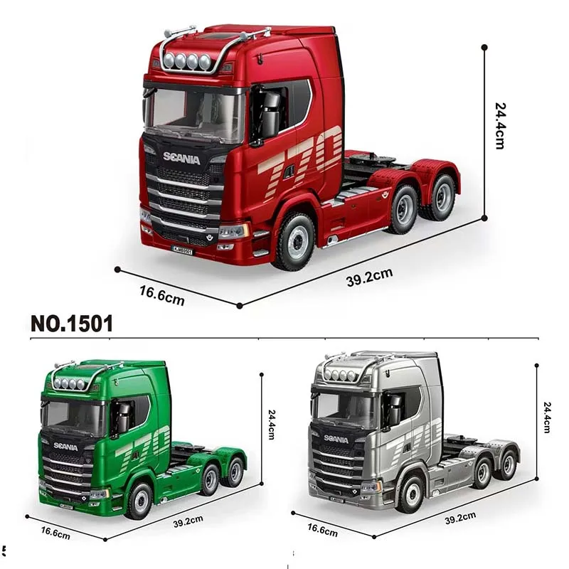 RC Car No.1501 19CH 770S 1/18 Remote Control Truck Car Head Alloy Tractor Truck Engineering Trailer Truck Model Toy Vehicle Gift