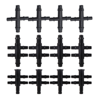 4/7mm Reducing To 3/5mm Single/Double Barb 4-Way 6-Way Water Splitter Garden Drip-Irrigation Arrow Water Diverter 10/50Pcs Black