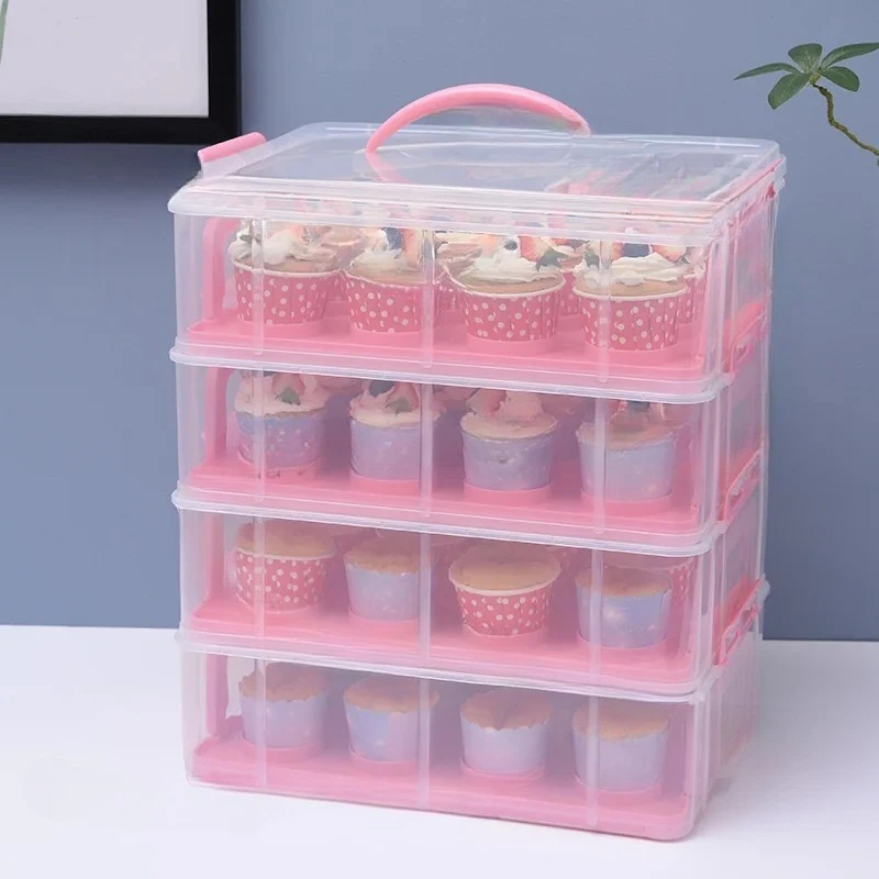 Cupcake packing box Portable snack dessert counter Household transparent plastic storage packaging box