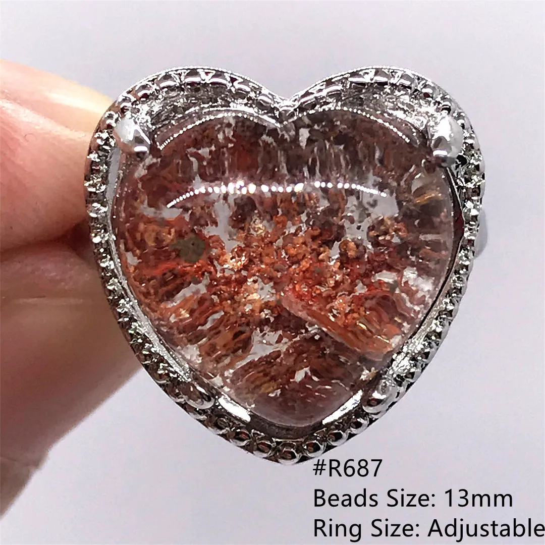 

Топ Натуральный Призрачный Призрачный Кварц Кольцо Ювелирные Изделия Для Женщин Мужчин Исцеляющий Подарок Кристалл Сад Прозрачные Бусины Серебряное Регулируемое Кольцо AAAAA