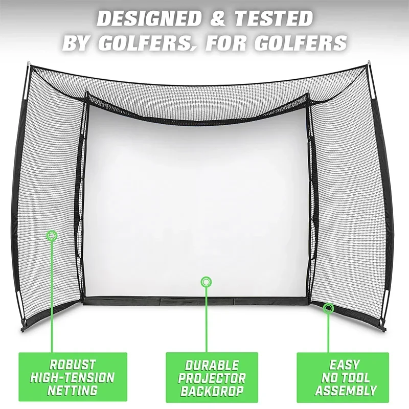 2026 Customize High-quality 10-foot X 8-foot Golf Practice Hitting Net Belt Impact Screen-driving Range or Simulator Screen