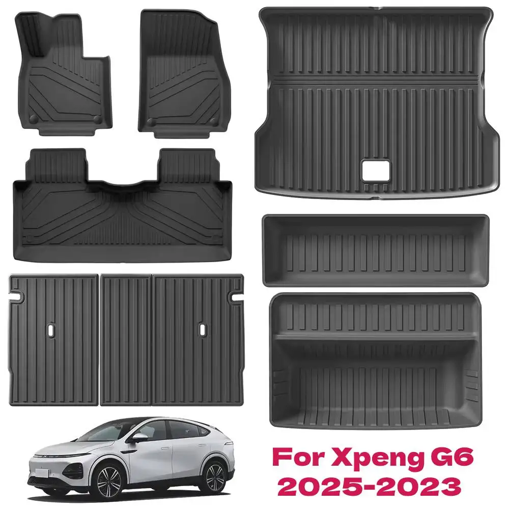 

Для Xpeng G6 2025-2023 Коврики из ТПЭ, всепогодные передние и задние грузовые коврики, водонепроницаемые противоскользящие подушечки для ног, коврики в багажник